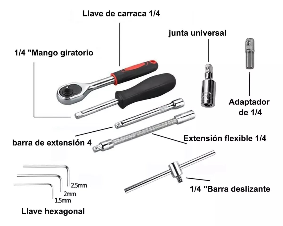 CAJA DE DADOS PROFESIONAL DE 46 PIEZAS